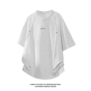 T-shirt en toile décontracté à col rond pour homme, coupe classique, manches courtes, noir, coton 300g, Tiyo, vêtements d'été - Product Image 5