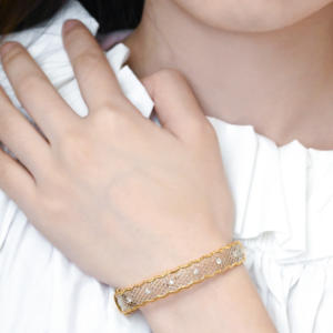 Vente flash, bracelet en or massif 18 carats de haute qualité, vintage, bijoux fins, dentelle classique, artisanat fait main, véritable diamant naturel pour femmes - Product Image 5