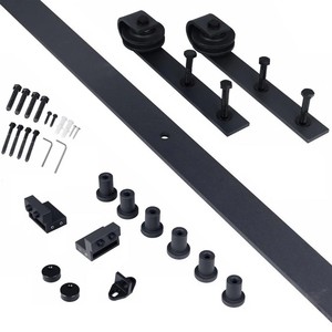 Porte coulissante de grange GUJIE Z en <span class=keywords><strong>bois</strong></span> de pin noueux teinté, étanche, pour salon de style farmhouse, avec kit de quincaillerie DIY - Product Image 4