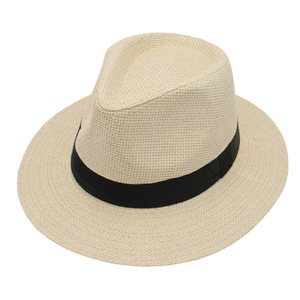 <span class=keywords><strong>Sombrero</strong></span> Fedora Panamá de césped Natural para hombre y <span class=keywords><strong>mujer</strong></span>, <span class=keywords><strong>sombrero</strong></span> de paja para playa, barato - Product Image 3