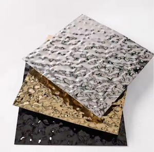 Panneau décoratif en acier inoxydable EX798, design embossé, feuille d'ondulation d'eau dorée, plaque murale et de plafond en acier inoxydable - Product Image 1