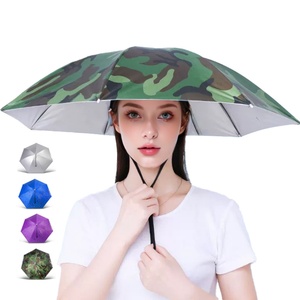 Hands-Free Straight Manual <b>Umbrella</b> Double Layer UV Protection Foldable Portable Sun Hat for Beach Fishing Hiking - Product Image 1