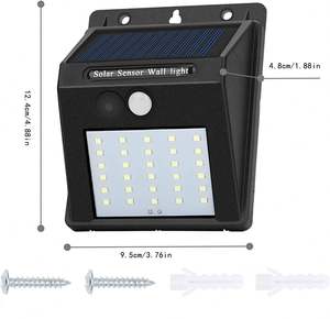 20 30发光二极管室外灯壁挂式外部夜间安全太阳能运动传感器室外壁灯，太阳能壁灯 - Product Image 5