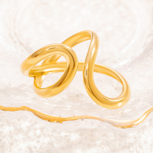 European Style Gold Tone Exaggerated <b>Ring</b> Geometric Shape Unisex Party Jewelry Stainless Steel Fashion <b>Rings</b> - Product Image 3