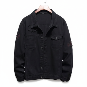 แจ็กเก็ตยีนส์สำหรับผู้ชาย, เสื้อโค้ทลำลองบุผ้าฟลีซขนาดใหญ่มีซิปปิดอบอุ่นสำหรับฤดูใบไม้ร่วงฤดูหนาว - Product Image 1