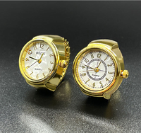 Jam Tangan Cincin Hip Hop BOZHI 025-1 Y2K Perak, Dial Geometris Persegi, Quartz, Tali Elastis, Punk, Mini, untuk Pria dan Wanita