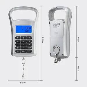 40kg/50kgx10g Portable Digital Price Weighing Scale Hanging Hunting Electronic Luggage Fishing Scale Blue back-light Function