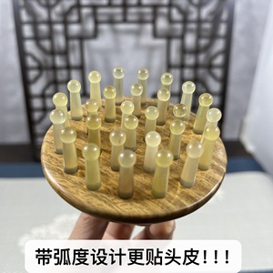 Cepillo para masaje del cuero cabelludo, peine de madera con 28 púas de cuerno de carnero para hombres, mujeres, adultos y niños - Product Image 3