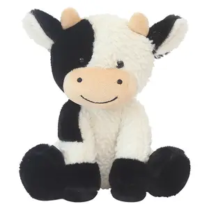 Hecion bán buôn tùy chỉnh 12inch dễ thương mềm plushies trang trại động vật màu đen trắng nhồi bông sang trọng bò Đồ chơi cho trẻ em Quà tặng