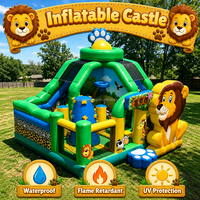 Château gonflable commercial pour enfants, thème animal, pour fête de jardin, avec toboggan et structure d'escalade, à vendre