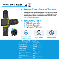 Adaptador de Aviación Circular Multipolar M20 de Conexión Rápida, Enchufar y Usar, para Montaje en Campo, con Pasador de Señal y Conector en T