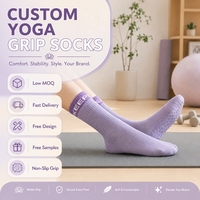Chaussettes de yoga en coton pour femmes avec logo personnalisé, chaussettes de sport pour la gym, le fitness, le pilates, chaussettes antidérapantes avec semelle en caoutchouc, chaussettes de yoga barre
