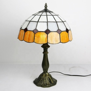 LongHuiJing High End Quality 12-Inch Creative Simple Mediterranean for Style Check Pattern Stained Glass Flexible Table Lamp - Product Image 4