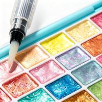 Ensemble de peinture à l'aquarelle solide nacrée de 24 couleurs, fournitures d'art portables pour la peinture et l'école