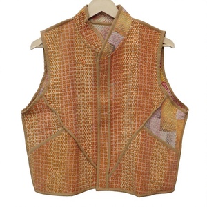 Cotton Kantha Vintage V-neck Breathable Eco-Friendly Handmade Button Waistcoat for <b>Women</b> Short <b>Summer</b> Vest <b>Jacket</b> Thread Work - Product Image 1