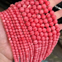 Perles de turquoise rouge veinée rondes pour bracelet DIY, accessoires de bijoux en vrac, vente en gros du fabricant, artisanat perlé fait main