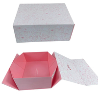Hochwertige rosa zusammen klappbare faltbare Magnet box Starre Geschenk boxen als Geschenk mit faltbarer Aufbewahrung sbox für den Cartoon-Druck