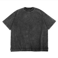 T-shirts vintage surdimensionnés de haute qualité 280 GSM en coton, personnalisés avec des éclaboussures de peinture blanche peintes à la main pour hommes