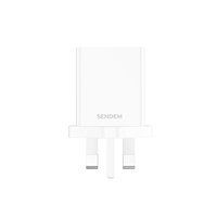 Chargeur USB 2.4A à port unique, adaptateur mural prise UK AC100-240V, charge rapide pour téléphone et tablette YG05