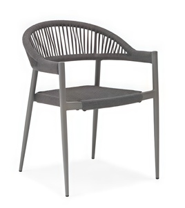 Chaise de salle à manger <span class=keywords><strong>Silva</strong></span>, dossier en corde tressée, cadre en aluminium, moderne, élégante, confortable, imperméable, légère, intérieur/extérieur - Product Image 3