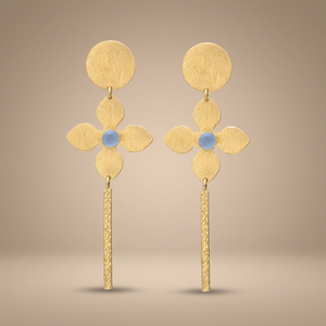 Pendientes Artesanales de Latón con Piedras Preciosas de Ónix, Estilo Étnico, Unisex, Origen Rajasthan - Product Image 3
