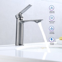 Robinet Mitigeur de Lavabo Moderne en Alliage de Zinc Gris Anthracite, Monocommande, à Poser, Cartouche Céramique, Aérateur Nid d'Abeille, Eau Froide et Chaude