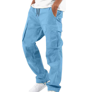 Pantalon cargo en toile pour homme, léger et confortable, taille haute, avec tissu écologique pour un port décontracté confortable - Product Image 1