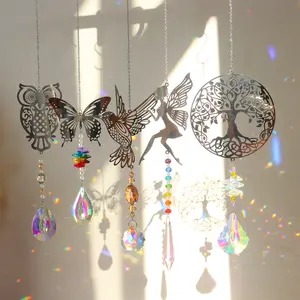 Cristales coloridos Sun Catcher colgante Sun Catcher con cadena colgante ornamento bolas de cristal para ventana hogar jardín día de Navidad