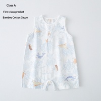 Combinaison sans manches pour bébé fille, style gilet, en gaze de bambou et coton ultra-fine, col rond, pour l'été