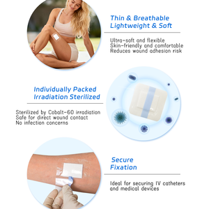 แผ่นปิดแผลใสแบบปลอดเชื้อพร้อมแผ่นซับน้ำ แผ่นปิดแผลกันน้ำแบบปลอดเชื้อสำหรับการดูแลจุดเจาะหลอดเลือดดำ - Product Image 2