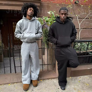 بدلة رياضية كاجوال مخصصة كبيرة الحجم من الشركة المصنعة بسحاب من سروال ركض بأربطة فضفاضة ثقيلة ملابس رياضية للشارع - Product Image 3