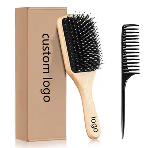 Abeis Custom Boar Bristle Paddle Hairbrush for Long Short Thick Thin Curly Straight Wavy Dry Hair for Men Women Kids