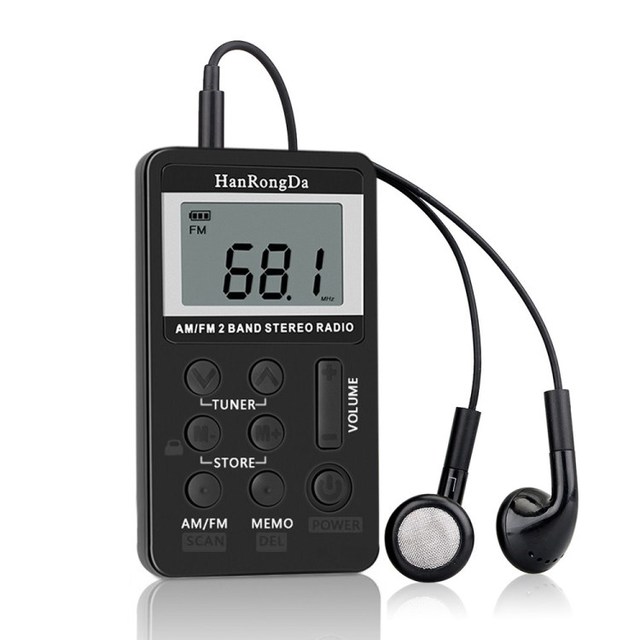 HanRongDa HRD 103 Portable AM FM Digital Radio Rechargeable LCD Screen 2 Band Stereo Receiver Pocket Radio Earphone Lanyard