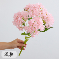 Fleur d'hortensia artificielle de haute qualité, 46 cm, 5 têtes, réaliste, bleu-vert, en plastique souple, pour mariage, Noël, maison moderne, Saint-Valentin
