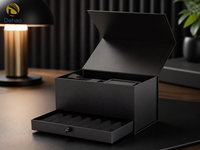 Boîte cadeau rigide noire personnalisée avec fermeture magnétique pour coffrets cadeaux haut de gamme, bijoux, cosmétiques, parfums