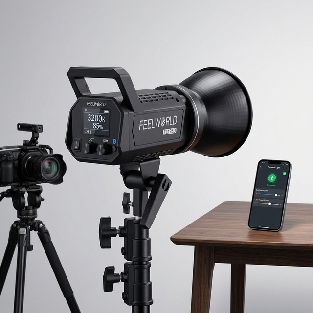 FEELWORLD FL125D 125W Daylight COB Video Light 5600K CRI96+ Bowens Mount APP Control 10 Effects Live Streaming Studio UK Plug