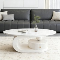 Table basse Super Crystal Stone : Table basse ovale moderne avec un luxe d'inspiration italienne pour le salon