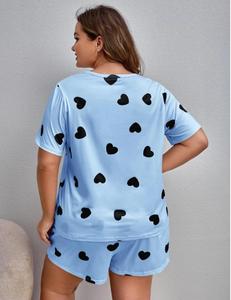Pyjama d'été pour femmes <span class=keywords><strong>grande</strong></span> <span class=keywords><strong>taille</strong></span>, short et t-shirt, tenue <span class=keywords><strong>de</strong></span> maison <span class=keywords><strong>grande</strong></span> <span class=keywords><strong>taille</strong></span>, vêtements <span class=keywords><strong>de</strong></span> <span class=keywords><strong>nuit</strong></span> - Product Image 3
