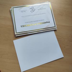 Carte de certificat d'authenticité personnalisée en papier de luxe de haute qualité 250gsm 300gsm 400gsm avec impression dorée A4 A5 - Product Image 5