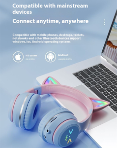 <span class=keywords><strong>Casque</strong></span> sans fil BT618 tendance, couvrant tout l'oreille, avec basses améliorées, <span class=keywords><strong>casque</strong></span> de jeu à oreilles de chat pour <span class=keywords><strong>PC</strong></span> et jeux mobiles - Product Image 4