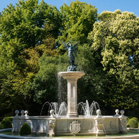 Fontaine sculpturale moderne haut de gamme avec éclairage RGB/Laser, conception étanche IP68, pour chantiers de construction, technologies brevetées