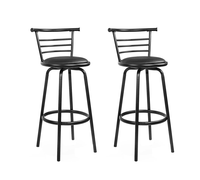 Ensemble de 2 tabourets de bar avec structure en métal noir, chaise de salle à manger au design moderne pour la maison