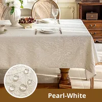 Nappe de table rectangulaire vintage en polyester à motif floral imperméable et anti-taches pour six personnes