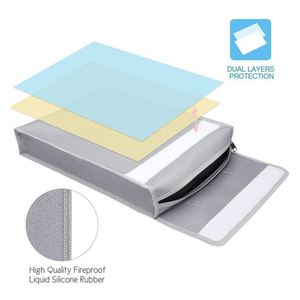 Sac de rangement gris en polyester durable, ignifuge et imperméable, avec fermeture éclair 4500F, organiseur de documents pour la maison, le bureau et la sécurité des fonds. - Product Image 3