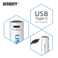 بطاريتان قابلتان للشحن عبر USB من نوع C18650 من CITICITY، بطاريات ليثيوم نيكل مونغنيك كربون أكسيد 7400 مللي واط ساعة، 3.7 فولت، أكثر من 1200 دورة شحن، مناسبة للألعاب