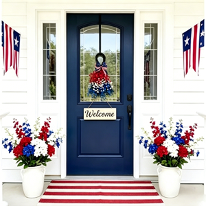 Independence Day Patriotic Wreath Round Mesh <b>Decor</b> America Anniversary Sign Hanging <b>Wall</b> Decoration for 4th of July - Product Image 6