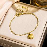 Juego de Joyería de Moda al por Mayor de Acero Inoxidable con Baño de Oro de 18K, Collar con Colgante de Corazón, Aretes y Pulsera para Mujer