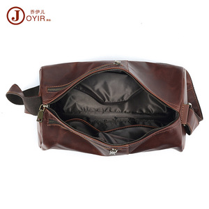 Joyir Men's Crossbody <b>Bag</b> Genuine Leather Cylindrical Chest <b>Bag</b> Durable Everyday Use - Product Image 3