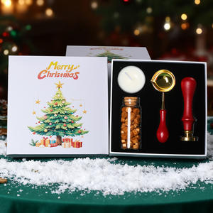 Ensemble de sceau à cire de Noël avec tampon métallique à manche rouge et bougie pour sceller les cadeaux - Product Image 2
