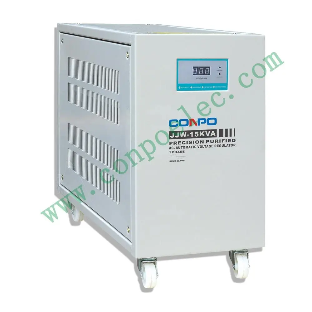 JJW-15KVA 1 เฟส Ferro-resonant/ตัวเก็บประจุ-ประเภท/STATIC-ประเภท/Contactless แรงดันไฟฟ้า Stabilizer Regulator AVR 220V/230VAC จอแสดงผล LED